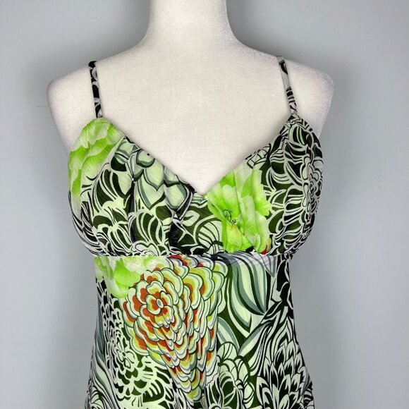Forwear New York Womens Green Floral Print Chiffon Slip Dress Sleeveless size 4 - Picture 2 of 13